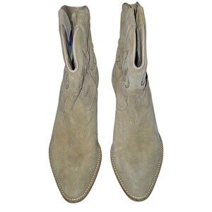 Regard Tan Brown Real Suede Leather Cowboy Western Ankle Boots Women's 37 6.5